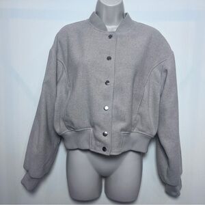 Divided by H&M Women's Oatmeal Athleisure Jock Athletic Button Up Bomber Jacket